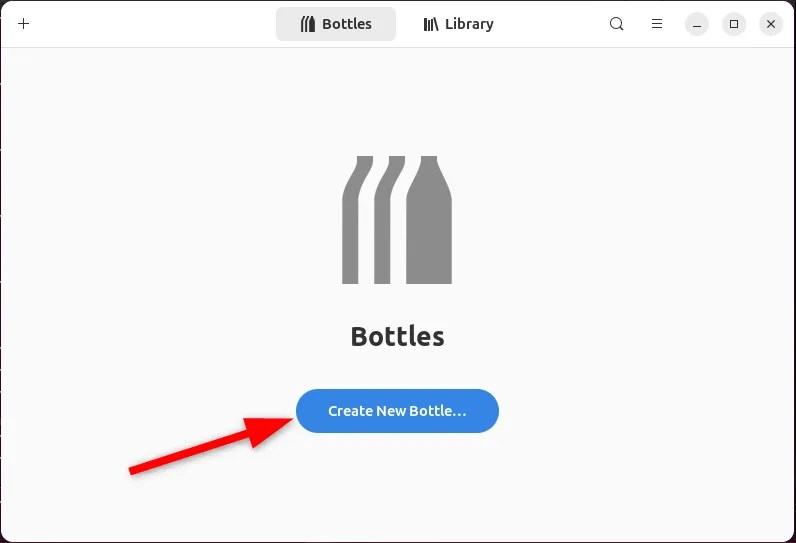 Bottles home screen with &lsquo;Create New Bottle&rsquo; button.