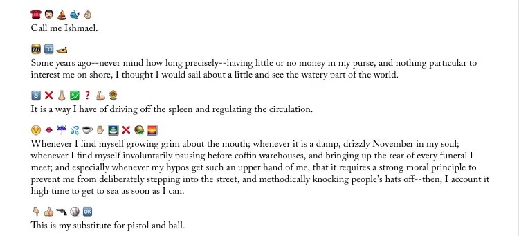 An extract of the book Emoji Dick.
