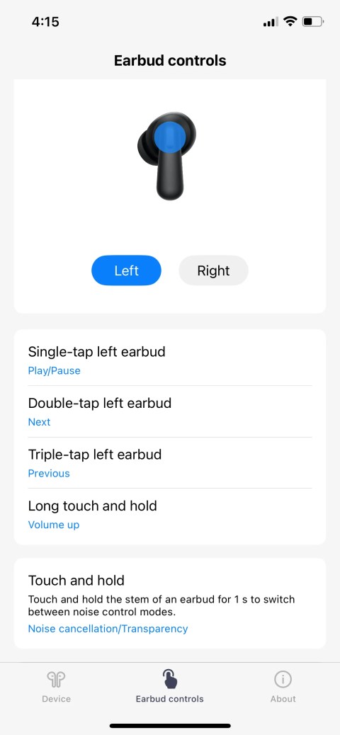 Touch control customization in the HeyMelody app