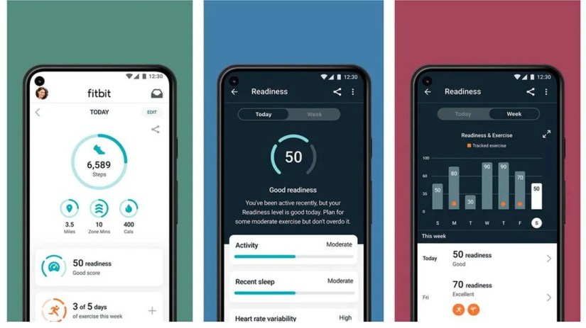 Screenshots of Fitbit&rsquo;s Daily Readiness Score feature.