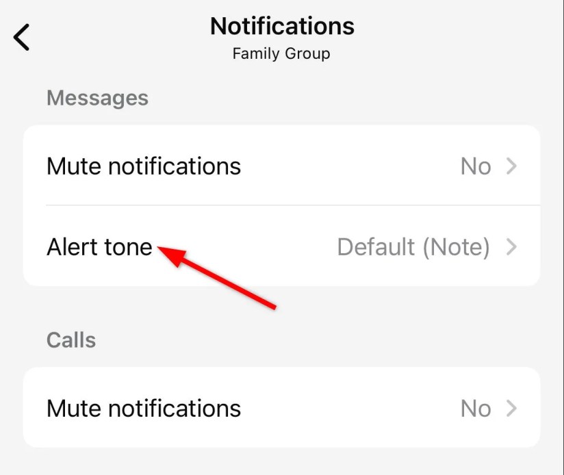 Changing iPhone group notification by selecting different tone from &lsquo;Alert Tone&rsquo; option.