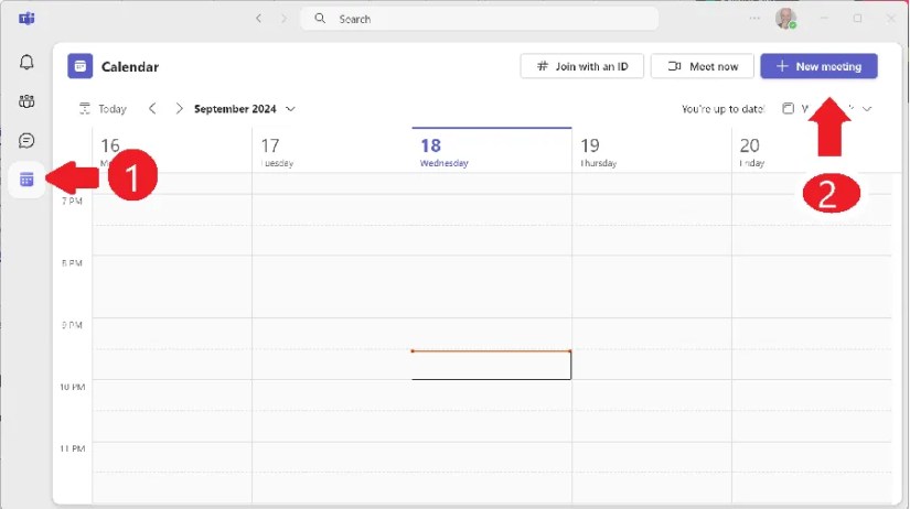 The Calendar section of Teams.