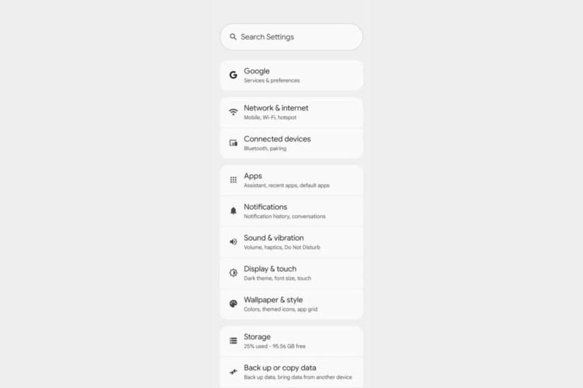 Android New Settings Layout