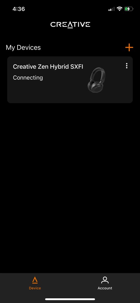 The Device screen in the Creative Labs app