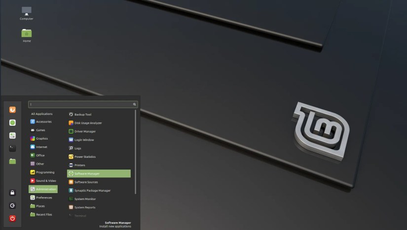 The Linux Mint software manager