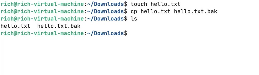 Creating a backup file in Linux.