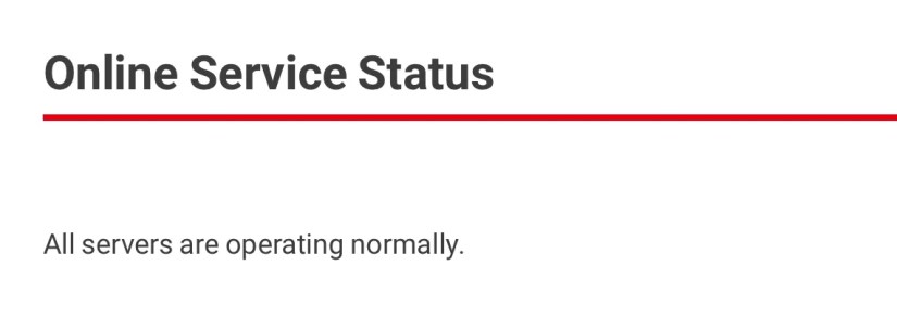 Nintendo online server status page.