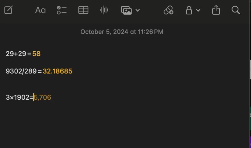 Math Notes on Mac&rsquo;s Notes app.