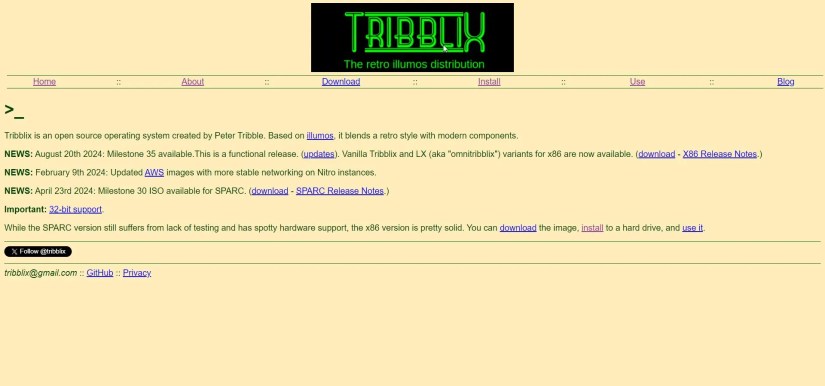 The Tribblix home page.