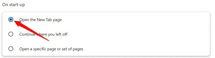 Changing the On Startup settings in Chrome.