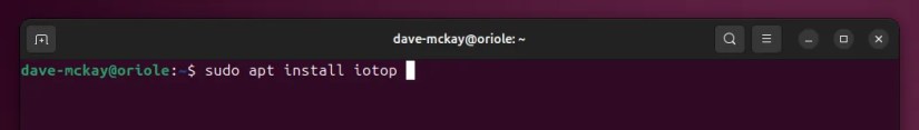 Installing iotop on Ubuntu.