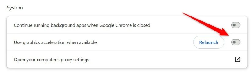 Disabling graphics acceleration in Chrome.