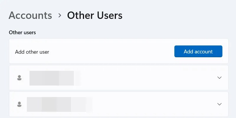 The &ldquo;Add Account&rdquo; button in the Settings app on Windows 11.