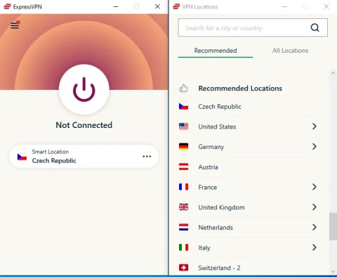 A picture of the ExpressVPN server selection screen