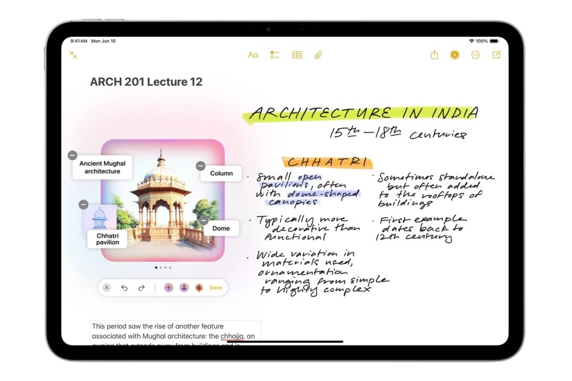 Screenshot of an iPad&rsquo;s screen with the Image Wand feature working in the Notes app.