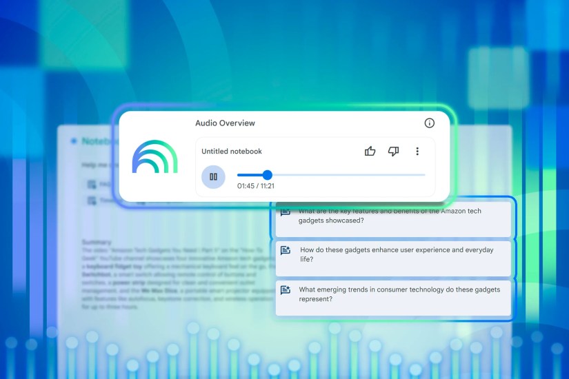 NotebookLM screenshot with an audio player playing.