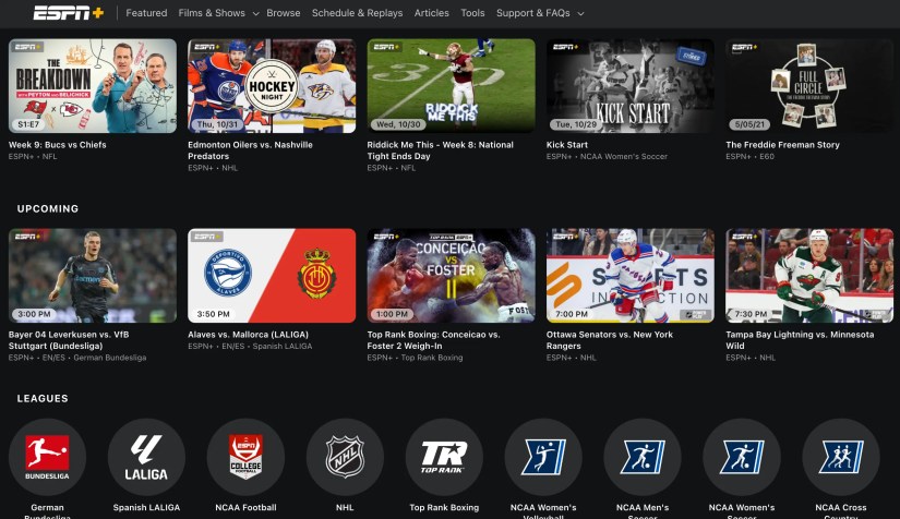 ESPN+&rsquo;s catalog.