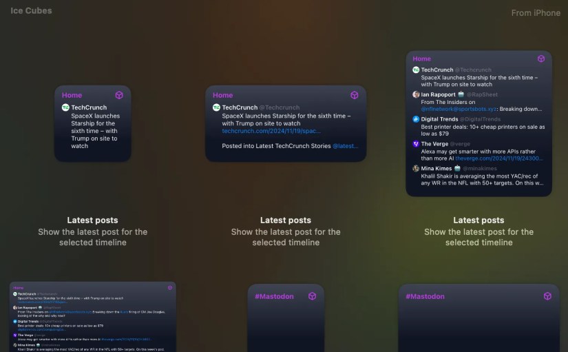 A screenshot of the Ice Cubes widget.