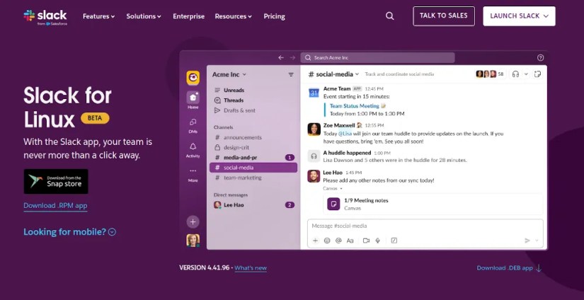 A picture of Slack&rsquo;s download page