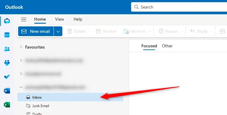 The inbox of an additional address in the new Outlook is selected.