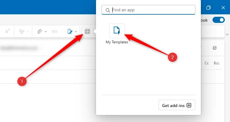 The My Templates icon in the new Outlook&rsquo;s Apps menu.