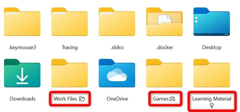 Adding emojis in folder names in Windows.