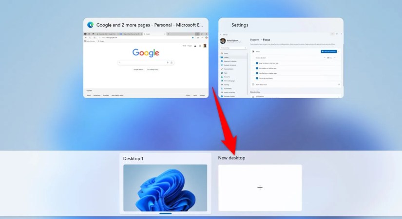 &ldquo;New Desktop&rdquo; highlighted on Windows 11.