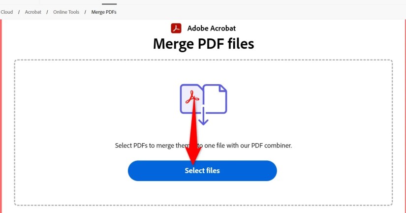 &ldquo;Select Files&rdquo; highlighted on Adobe Acrobat.