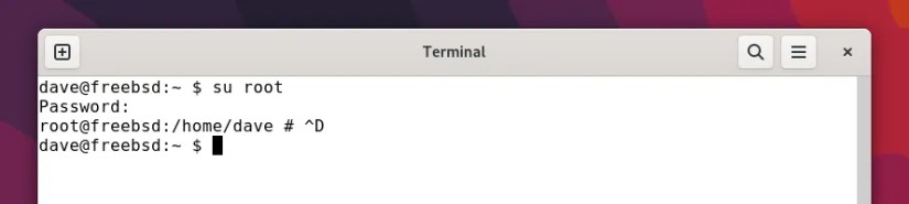 Logging out from the root user back to a regular user.