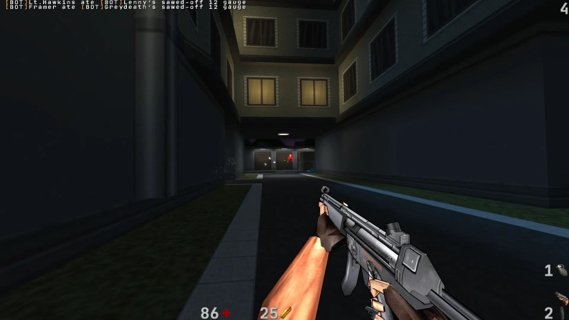 A screenshot from the free FPS game &ldquo;AQtion.&quot;