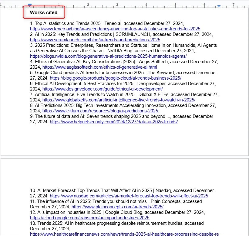 citedsourcesonReport generated with Google Gemini&rsquo;s Deep Research model showing relevant citied sources in the &ldquo;Works cited&rdquo; section at the bottom.docs