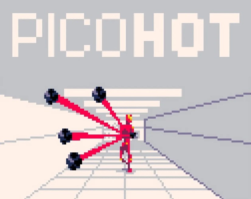 A promotional screenshot from the free FPS game &ldquo;PICOHOT.&quot;