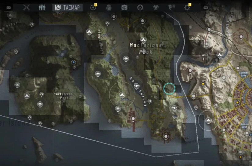 A world map cluttered with icons from Ghost Recon: Breakpoint.