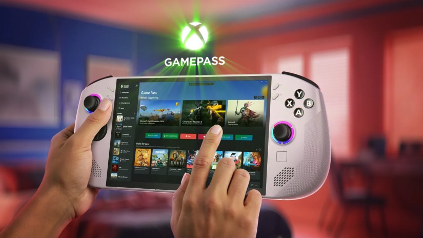 Legion Go S glacier white showing off Xbox Game Pass.