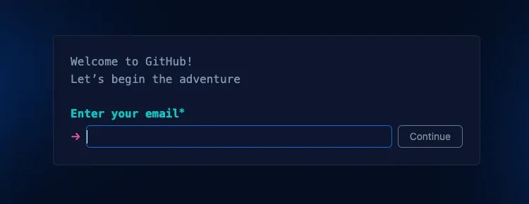 GitHub&rsquo;s signup form with a box to enter an email address.