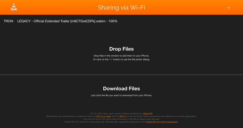 VLC file sharing web app.