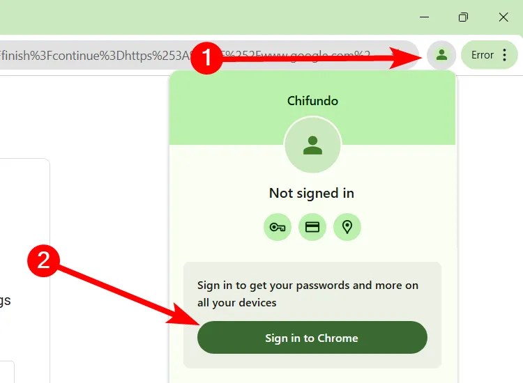 The &ldquo;Sign In to Chrome&rdquo; button in Google Chrome.