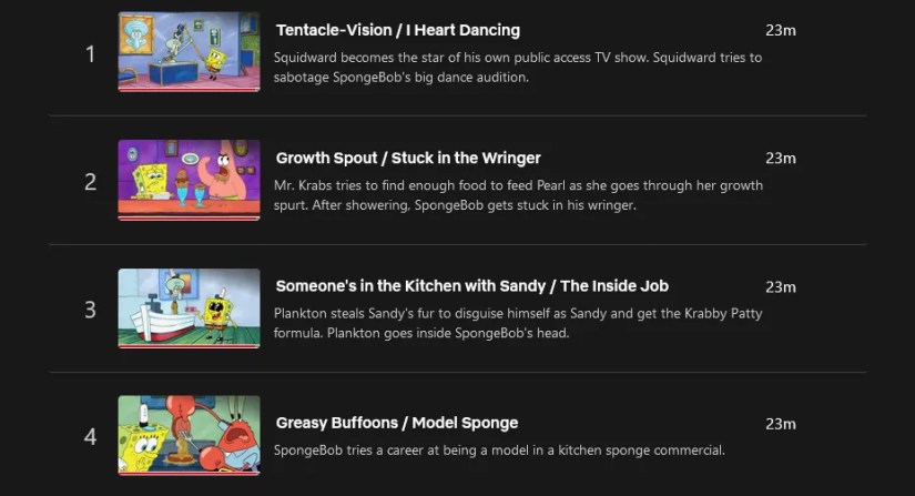 SpongeBob SquarePants on Netflix.