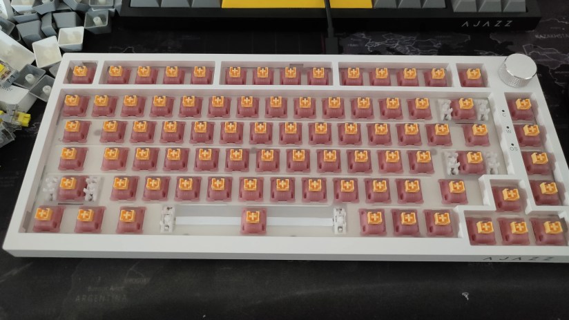 The Ajazz AK820 with the Outemu Silent Peach V3 switches installed.