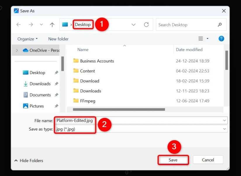 Various options highlighted on Photos' &ldquo;Save As&rdquo; window.