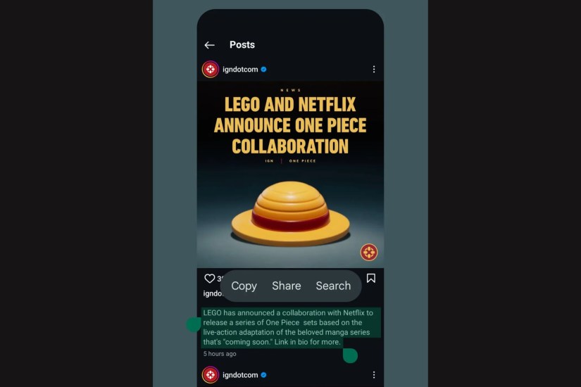 An image of Android&rsquo;s Overview Screen with text selection capability-1