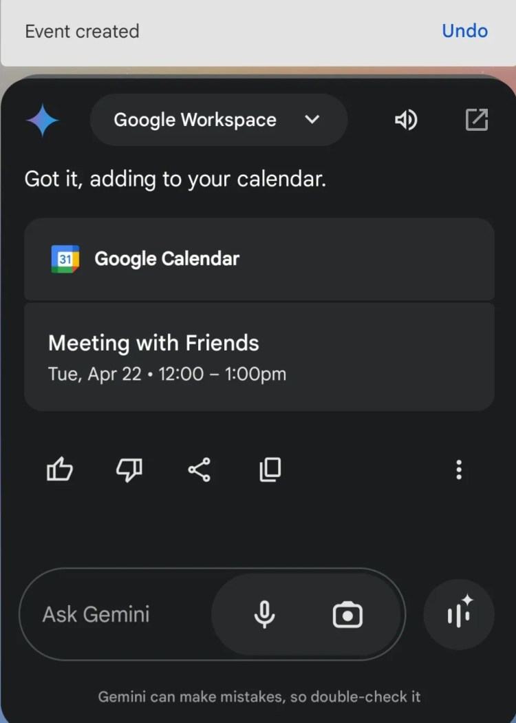 Creating an event in Google Calendar using voice command on Android