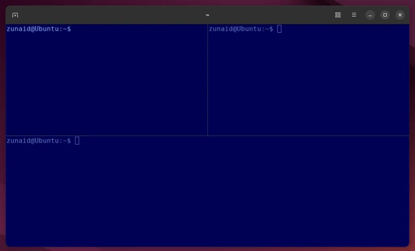 Screen splitting feature being demonstrated on Ghostty.