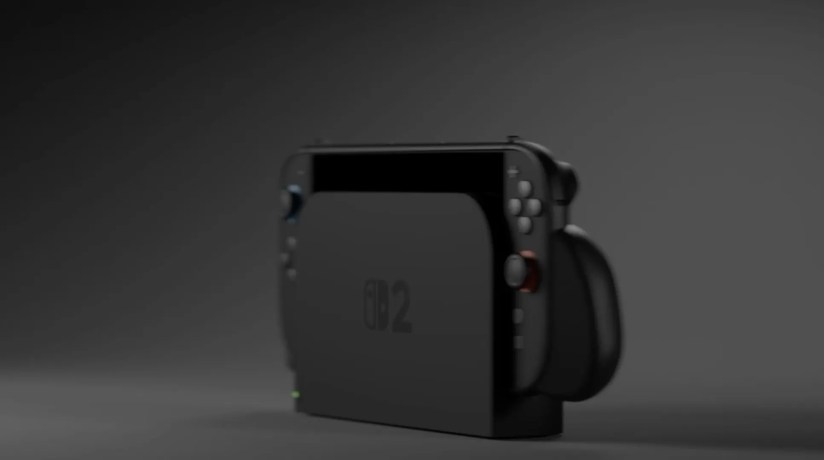 Mockup by Genki of Switch 2 docked with a mockup Switch 2 logo.
