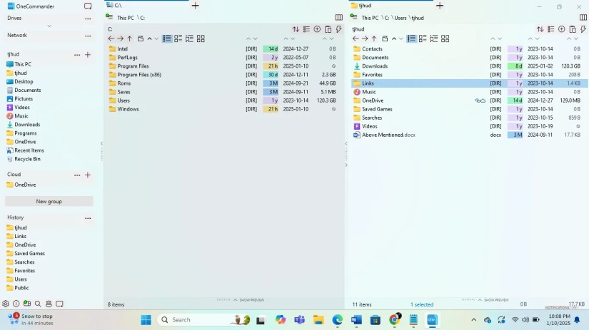 One Commander file management program.