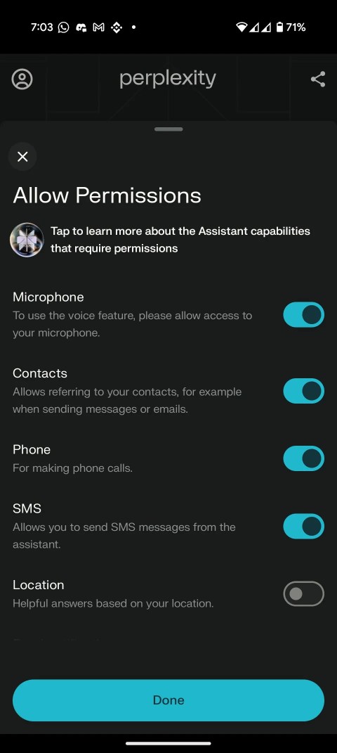 Screenshot of Perplexity Assistant 3