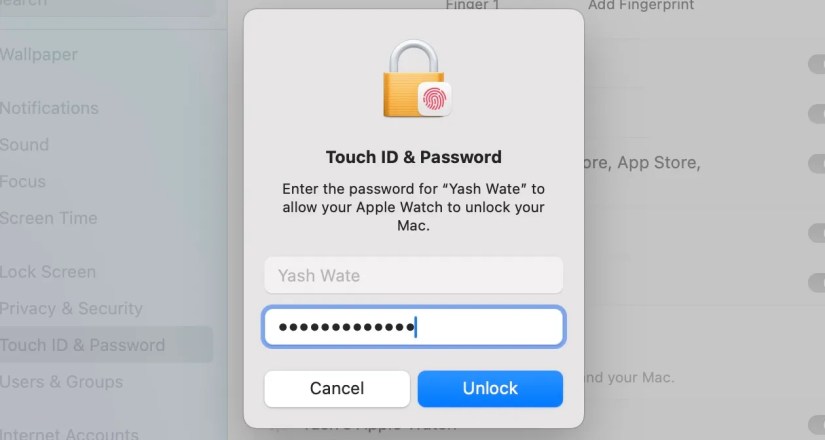 Entering administrator password to enable Auto Unlock on a Mac.