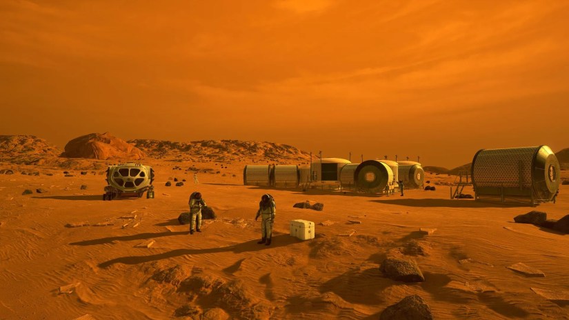 A NASA JPL concept image of a Mars colony.