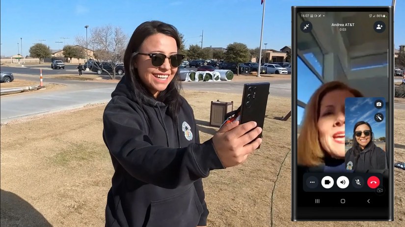 An image of the AT&amp;T AST spacemobile satellite call.