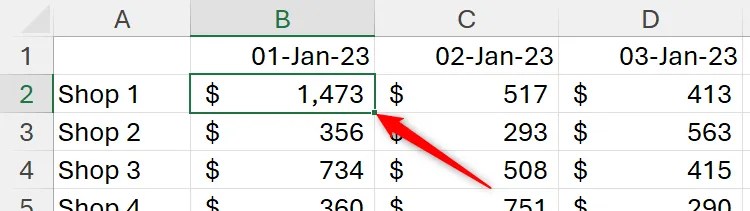 Cell B2 is selected in an Excel spreadsheet filled with data.